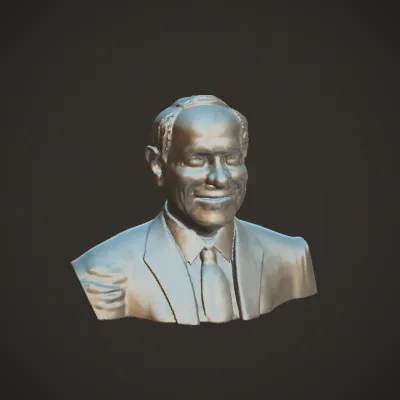 man in suit with red tie. smooth edges, complex geometry, character.