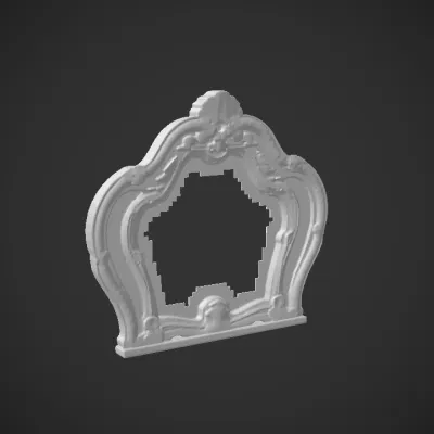 antique ornate mirror with carved wooden frame. complex geometry, sharp edges.