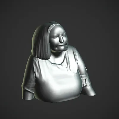 Seated person on green sofa. complex geometry, character.