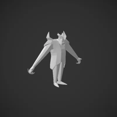 Stylized dark and red humanoid villain. sharp edges, complex geometry, character, symmetric geometry.