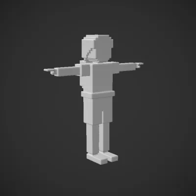 Pixel art person with backpack. simple geometry, sharp edges, game-ready, character.