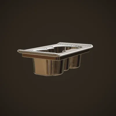 plastic mold for two cups. smooth edges, simple geometry, symmetric geometry.