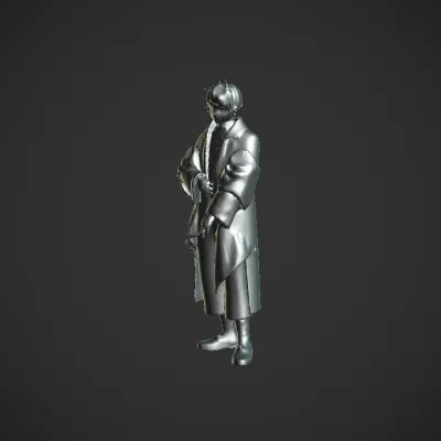 Elegant anime-style male character posing. smooth edges, complex geometry, game-ready, character.