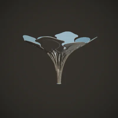 Futuristic tree-like structure sculpture. smooth edges, complex geometry.