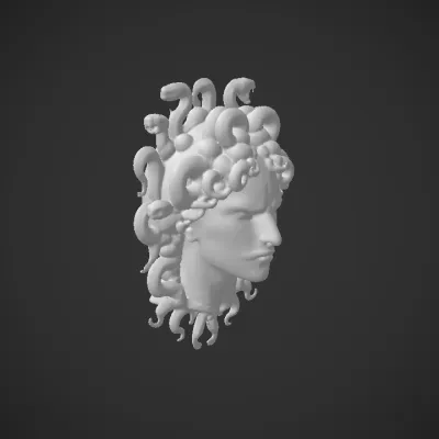 Medusa head with snake hair. complex geometry, sharp edges, character.
