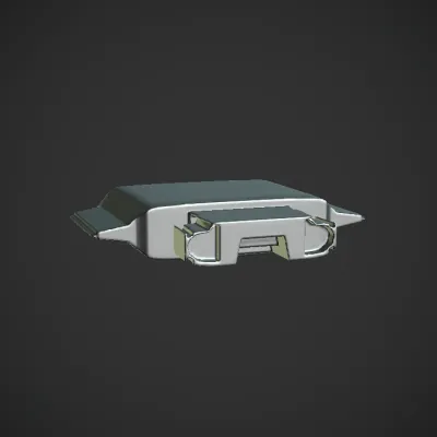 rectangular black plastic electronic connector. sharp edges, simple geometry, symmetric geometry.