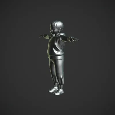 Young boy in casual outfit. smooth edges, simple geometry, character, symmetric geometry.