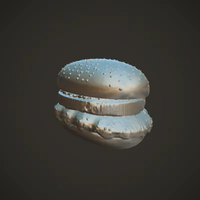 Overhead view of a sesame seed hamburger bun. smooth edges, simple geometry, symmetric geometry.