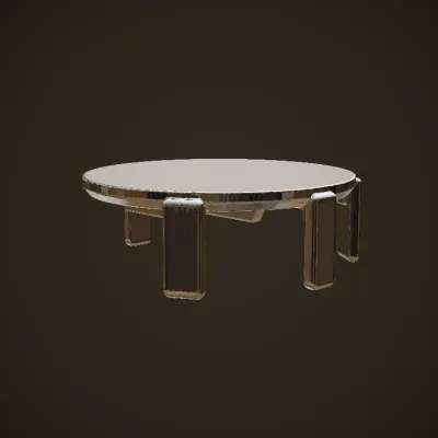 modern round coffee table. smooth edges, simple geometry, symmetric geometry.