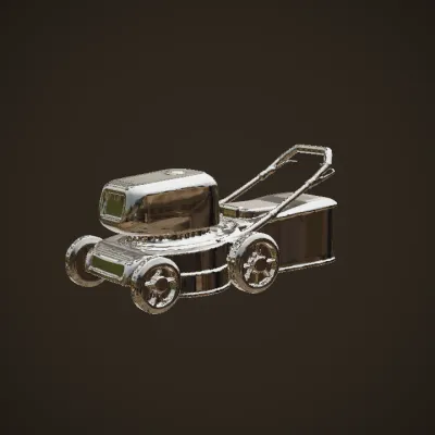 solar-powered lawn mower. smooth edges, simple geometry, game-ready, symmetric geometry.