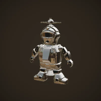 Red and white toy robot. sharp edges, complex geometry, game-ready, character, symmetric geometry.