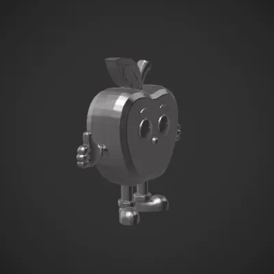 Cartoon anthropomorphic apple character. smooth edges, simple geometry, character, symmetric geometry.