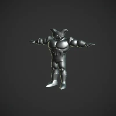 Muscular cartoon villain character with white gloves. simple geometry, character, symmetric geometry.