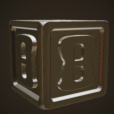 Wooden alphabet block with letter M. sharp edges, simple geometry, game-ready, symmetric geometry.