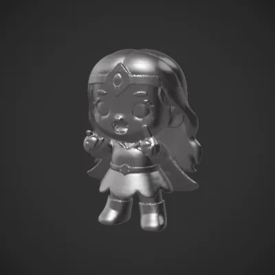cartoon girl figurine with purple hair. smooth edges, simple geometry, character, symmetric geometry.