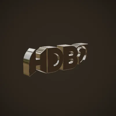 Colorful 'HDB' logo. sharp edges, smooth edges, complex geometry.