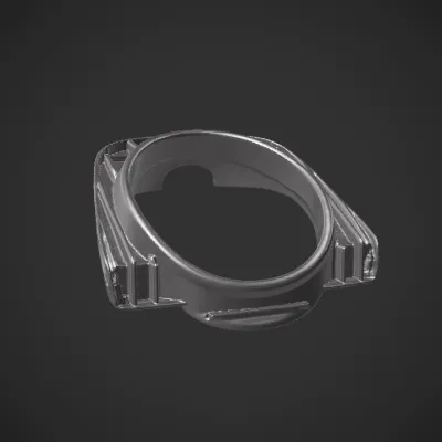 Plastic car fog lamp cover trim. sharp edges, smooth edges, simple geometry.