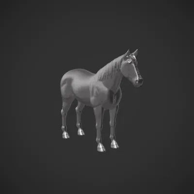 3D model of a horse. smooth edges, complex geometry, game-ready, symmetric geometry.