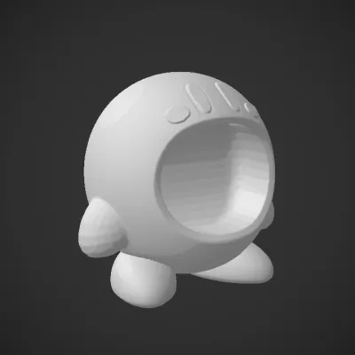 Pink cartoon character Kirby figure. smooth edges, simple geometry, game-ready, character, symmetric geometry.
