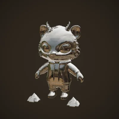 Cute raccoon character with game controller. complex geometry, smooth edges, game-ready, character.