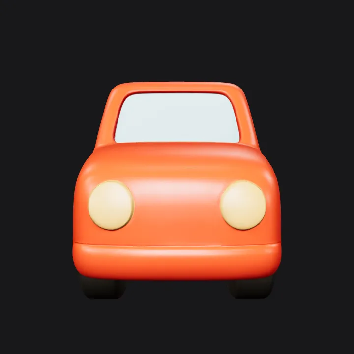 A simple cartoon red car toy. smooth edges, simple geometry, symmetric geometry.