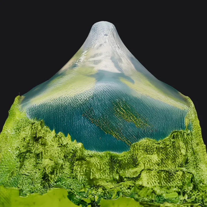 Mountain landscape with pine forests. complex geometry, smooth edges.