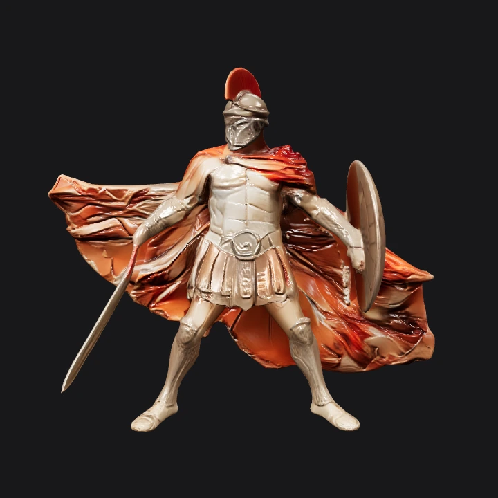Ancient Roman soldier in armor and helmet. complex geometry, sharp edges, character.