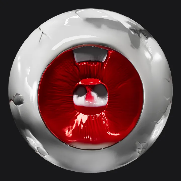 A realistic human eyeball, frontal view. smooth edges, simple geometry, game-ready, symmetric geometry.