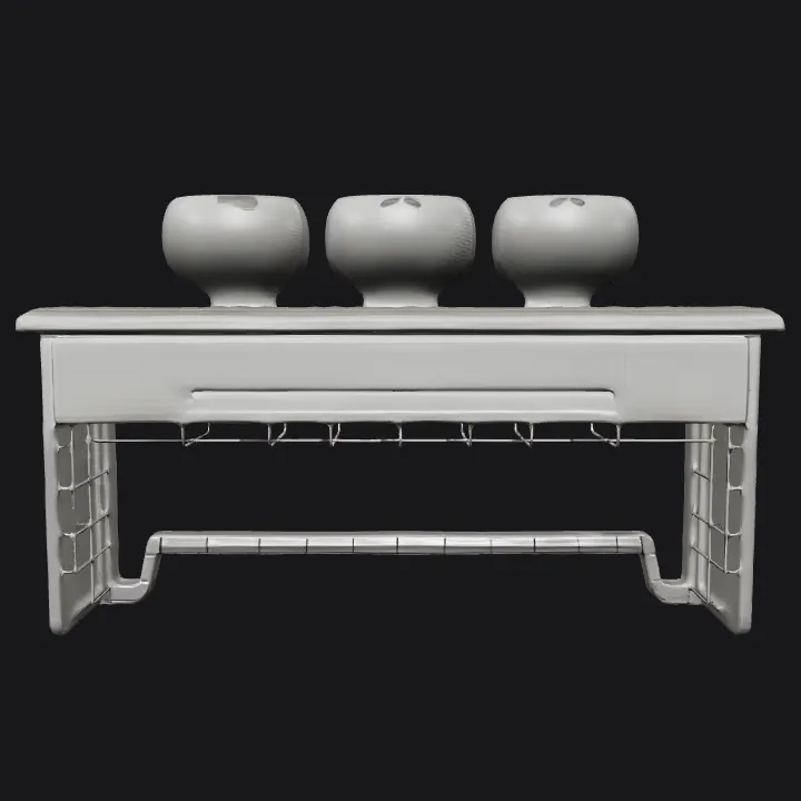 Simple rectangular cabinet with drawers. sharp edges, simple geometry, symmetric geometry.