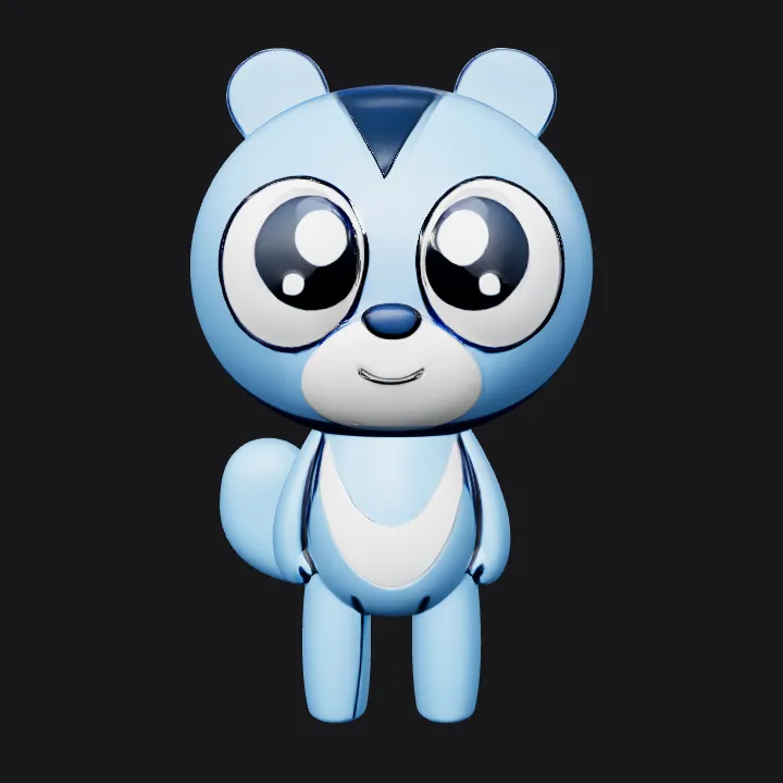 Cute blue cartoon animal character. smooth edges, simple geometry, character, symmetric geometry.