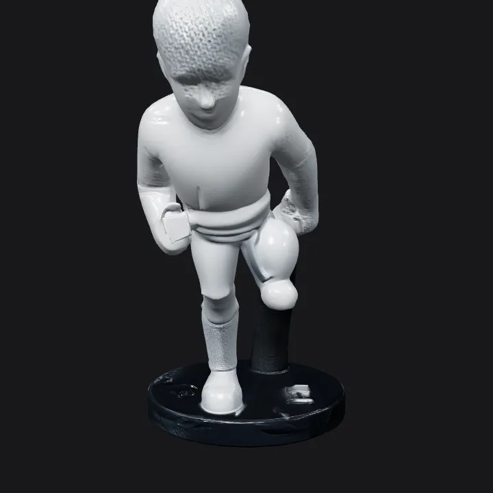 Delivery person figurine with package. smooth edges, complex geometry, character.