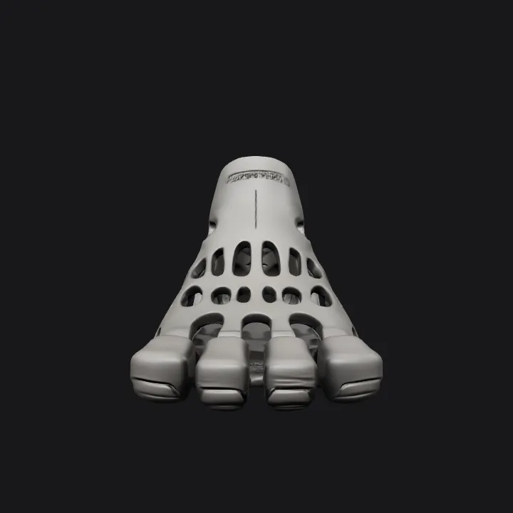 Futuristic ventilated toe shoe. smooth edges, complex geometry, game-ready, symmetric geometry.