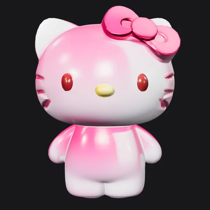 Hello Kitty collectible figurine. smooth edges, simple geometry, game-ready, character.