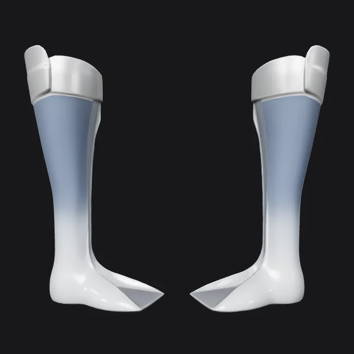A pair of ankle-foot orthosis braces. smooth edges, simple geometry.