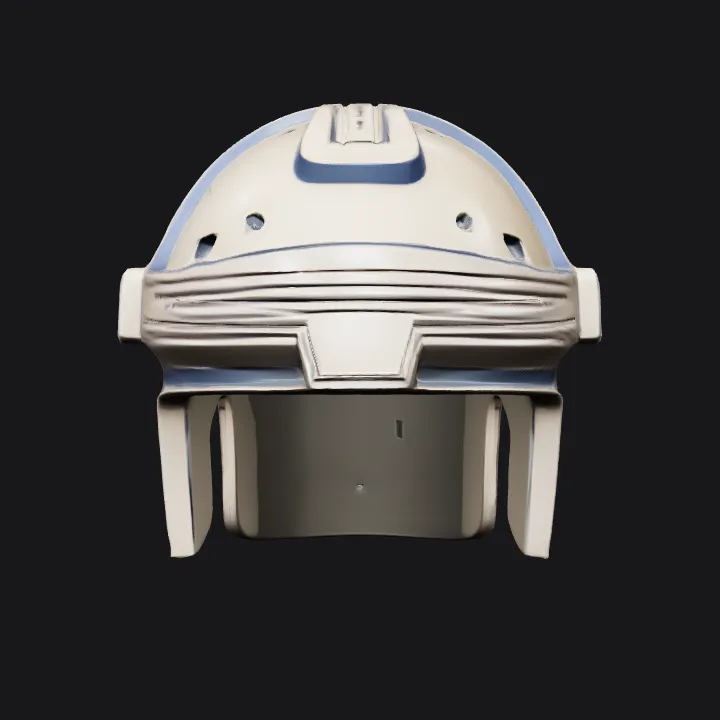 Futuristic sci-fi helmet facing forward. smooth edges, simple geometry, game-ready, symmetric geometry.