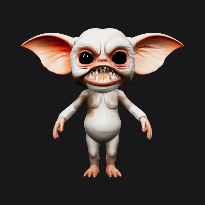 Small furry creature with large ears. smooth edges, complex geometry, character, symmetric geometry.