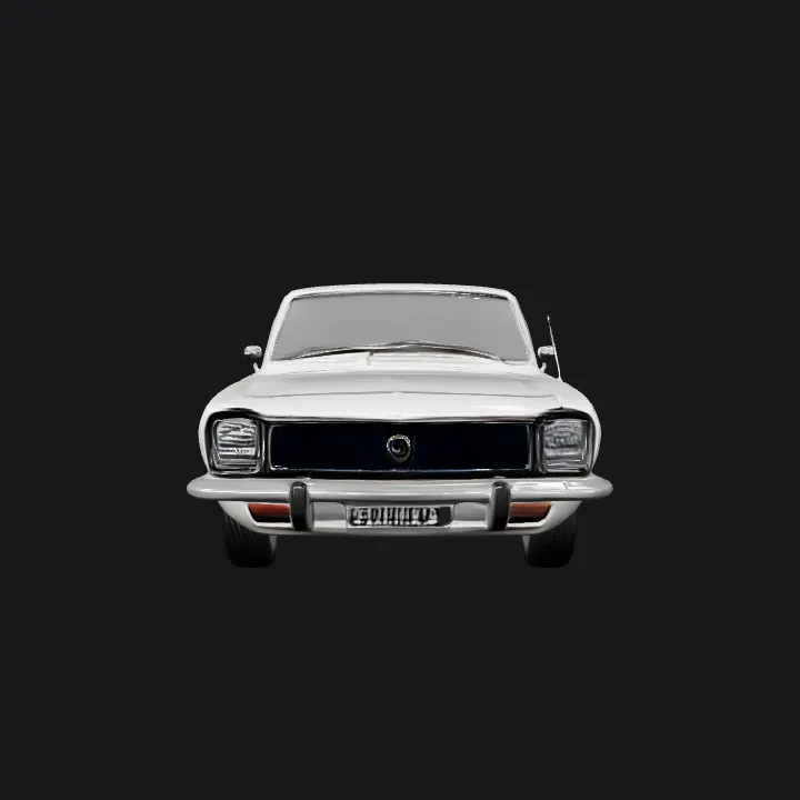 White vintage Ford car rear view. smooth edges, simple geometry, symmetric geometry.