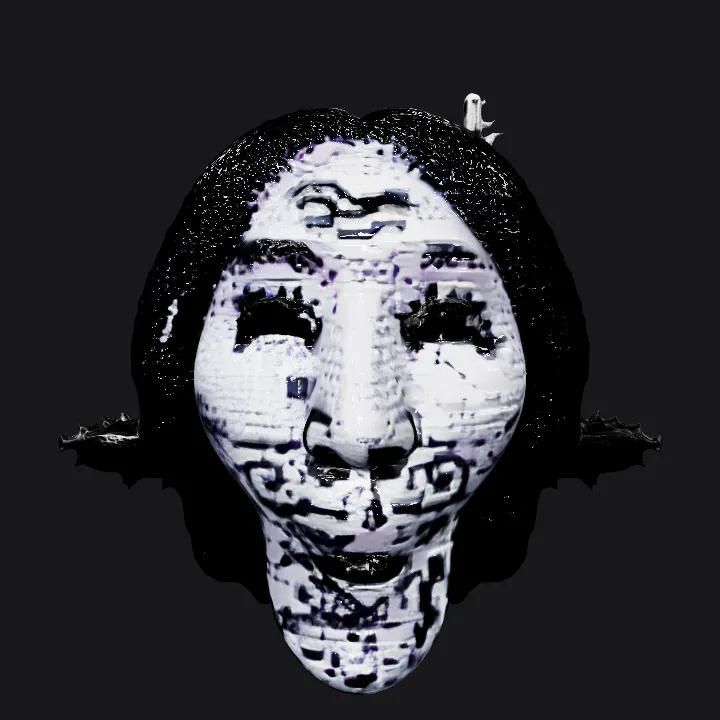 Pixel art of human head with afro. simple geometry, smooth edges, character, symmetric geometry.
