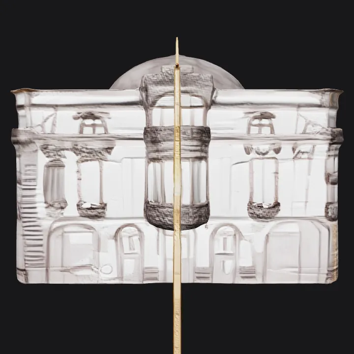Historic building with ornate facade. complex geometry, smooth edges, symmetric geometry.