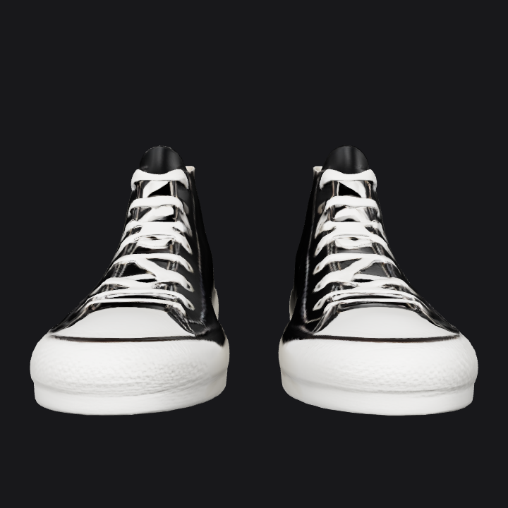 A pair of black Converse sneakers. smooth edges, complex geometry, game-ready, symmetric geometry.