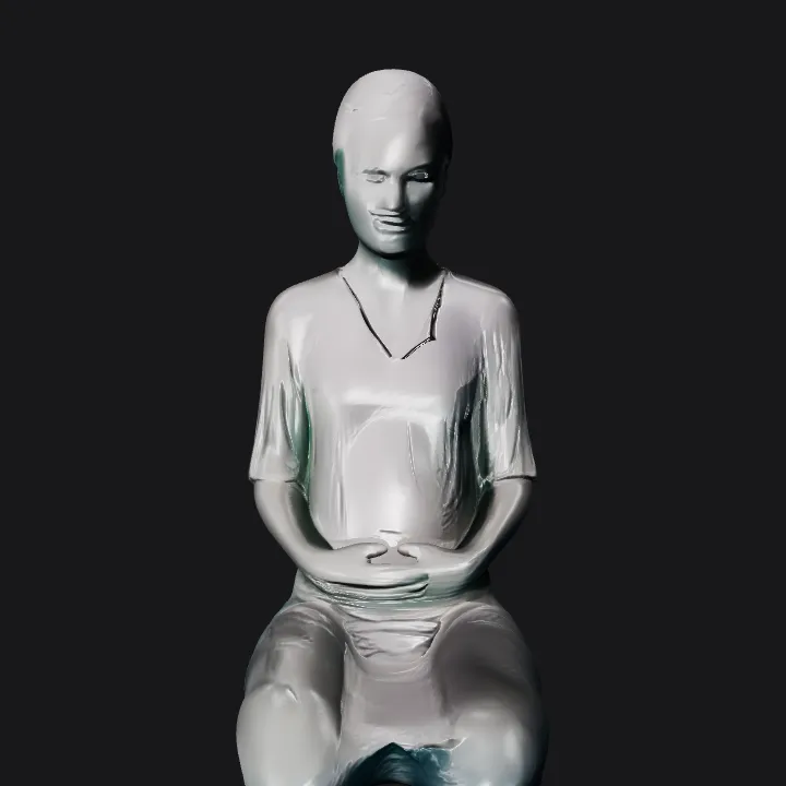 Pregnant woman kneeling sculpture. smooth edges, complex geometry, character.