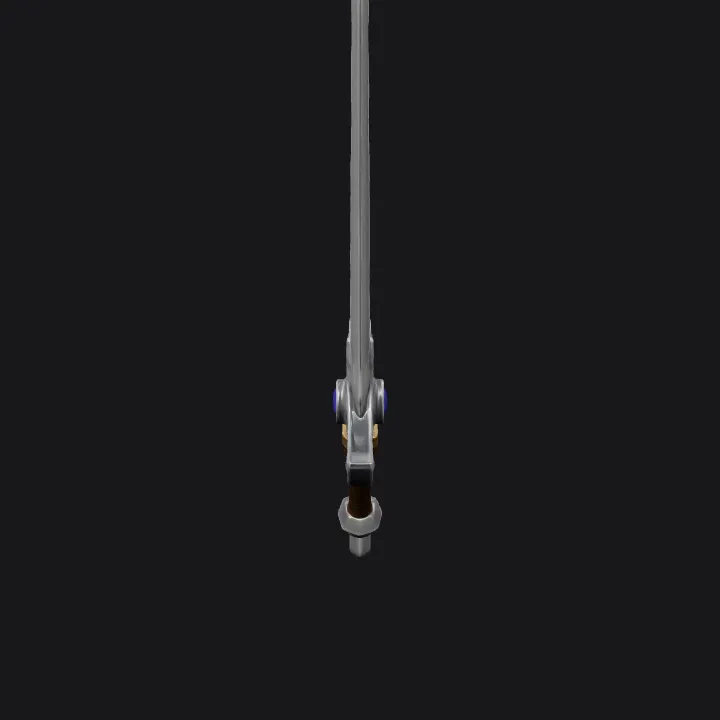 Fantasy sword with ornate hilt and gem. sharp edges, simple geometry, game-ready, symmetric geometry.