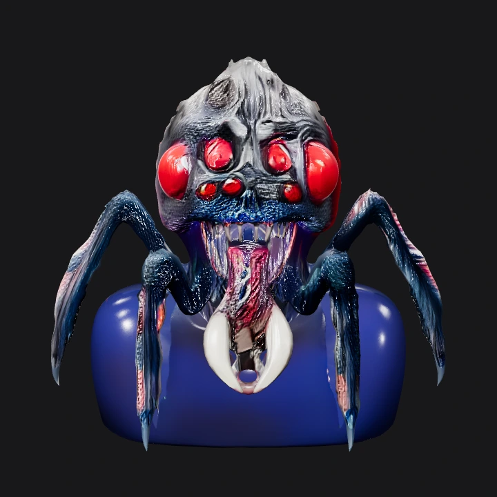 Person wearing an insect monster mask. sharp edges, complex geometry, character, symmetric geometry.