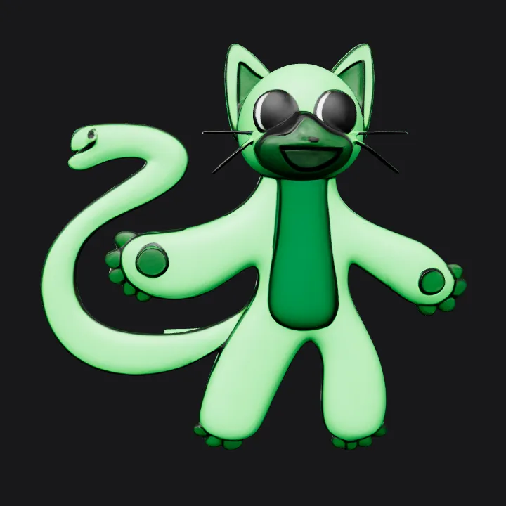 cartoon cat-snake hybrid character. smooth edges, simple geometry, character, symmetric geometry.