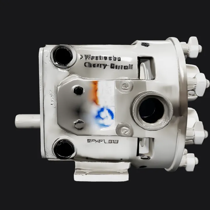 Industrial rotary lobe pump. sharp edges, complex geometry.