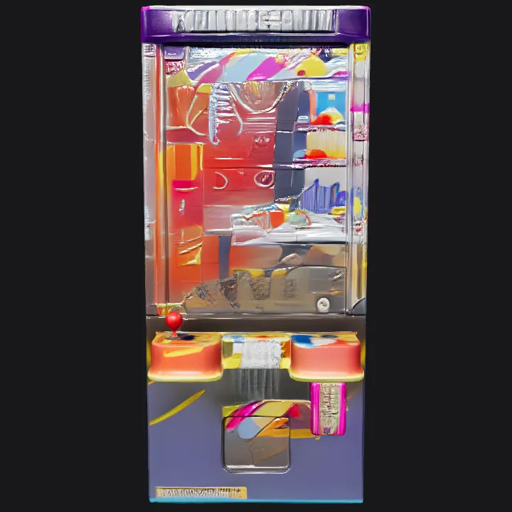 Toy claw machine arcade game cabinet. sharp edges, complex geometry, symmetric geometry.
