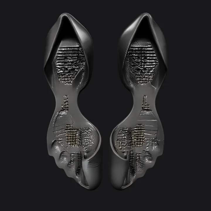pair of ergonomic shoe insoles. smooth edges, complex geometry.