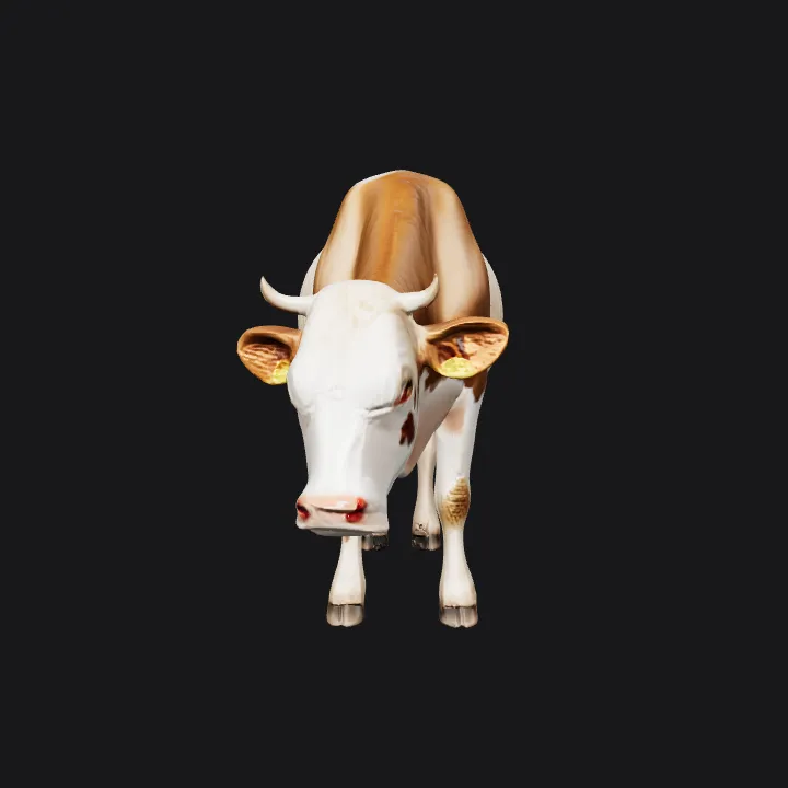 A standing adult cow. smooth edges, complex geometry, character.