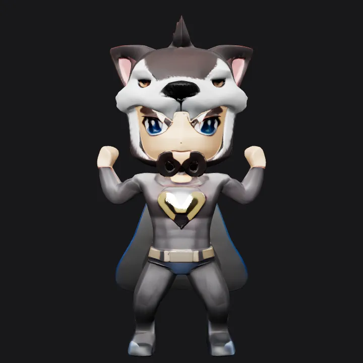 Person in black cat costume. smooth edges, simple geometry, game-ready, character, symmetric geometry.