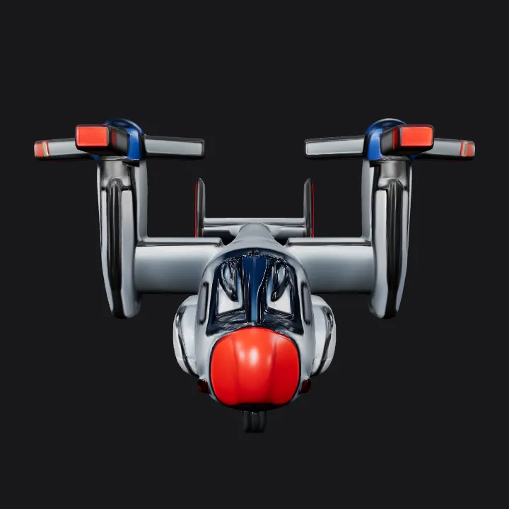 Cartoon military helicopter. smooth edges, simple geometry, symmetric geometry.